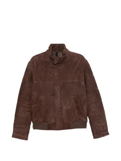Tagliatore Stand-up Collar Leather Jacket In Multi