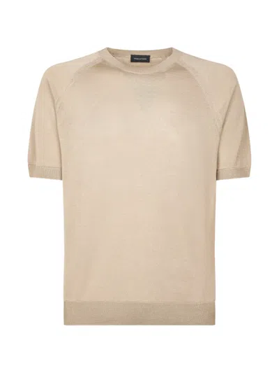 Tagliatore Raglan Sleeve Knit Top With Crew Neckline In Neutral