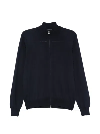 Tagliatore Raymond Zip-up Virgin-wool Cardigan In Blue