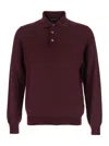 Tagliatore Bordeaux Long-sleeved Polo Shirt In Brown
