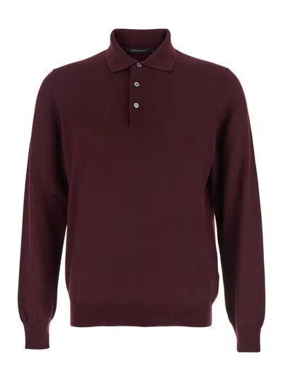 TAGLIATORE RED POLO COLLAR SWEATER