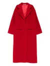 Tagliatore Long Wool Coat With Notched Lapels And Flap Pockets In Red