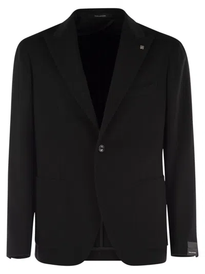 Tagliatore Refined Cashmere Jacket With Three-button Design In Black
