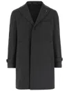 Tagliatore Reversible Wool Coat With Front Closure And Charm Logo In Gray