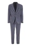 Tagliatore Ribbed Cotton And Cashmere Suit In Blue