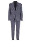 Tagliatore Ribbed Cotton And Cashmere Suit In Blue
