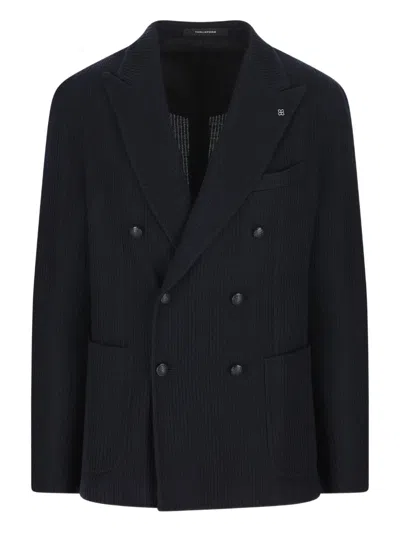 TAGLIATORE RIBBED DOUBLE-BREASTED JACKET