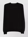 Tagliatore Ribbed Hem Crew Neck Long Sleeve Pullover In Black