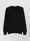 Tagliatore Ribbed Hem Long Sleeve Crew Neck Sweater In Black