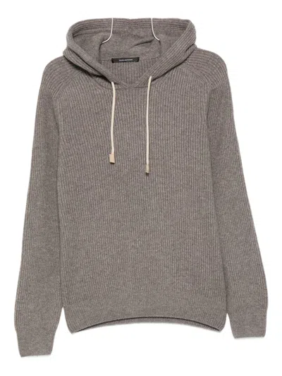 Tagliatore Ribbed Hoodie In Gray