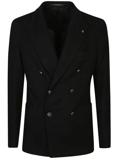 Tagliatore Ribbed Knit Blazer In Black