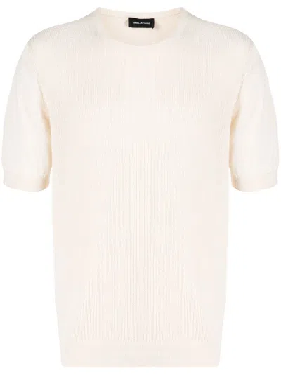 Tagliatore Ribbed-knit T-shirt In Neutrals