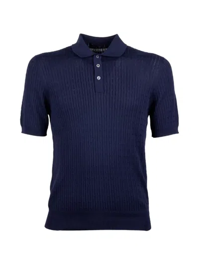 Tagliatore Ribbed Polo Shirt In Blue
