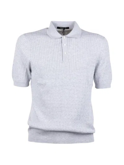 Tagliatore Ribbed Polo Shirt In Gray