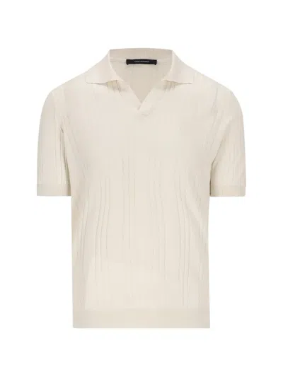 Tagliatore Ribbed Polo Shirt In Neutral