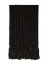 Tagliatore Ribbed Tassel Scarf In Brown