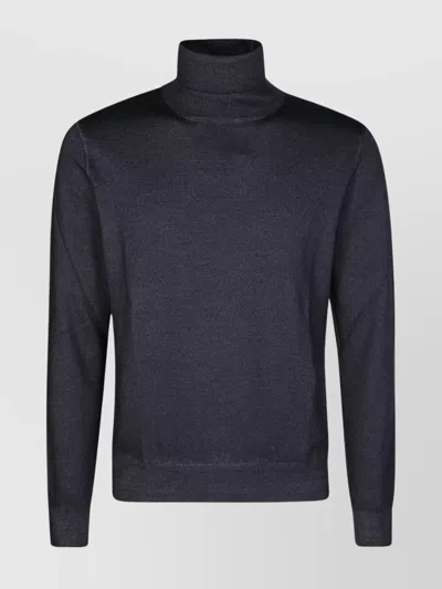 Tagliatore Ribbed Turtleneck Sweater With Cuffs And Hem In Black
