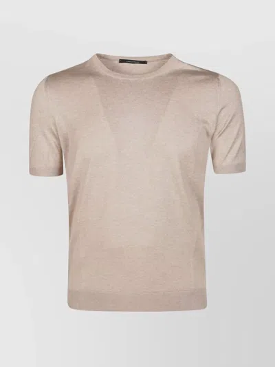 Tagliatore Ribbed V Neck T-shirt In Brown