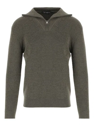 TAGLIATORE RIBBED ZIP-NECK SWEATER
