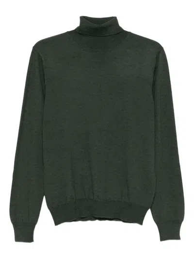 Tagliatore Roll-neck Wool Sweater In Green