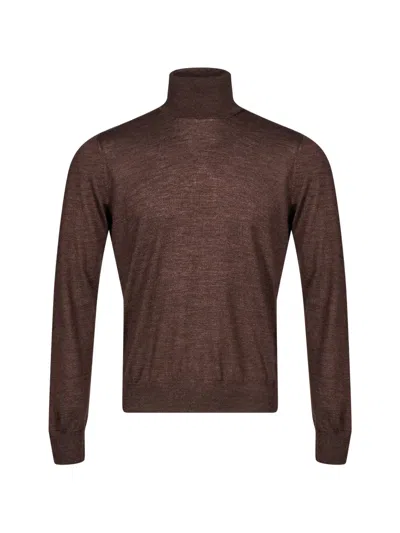 Tagliatore Roll-neck Sweater In Brown