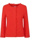 Tagliatore Round Neck Cropped Jacket In Red