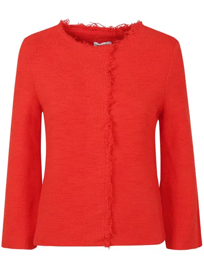 Tagliatore Round Neck Cropped Jacket In Red