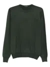 Tagliatore Fine Knit Long Sleeve Crew Neck Sweater In Green