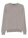 Tagliatore Ribbed Hem Long Sleeve Crew Neck Sweater In Gray