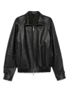 Tagliatore Long Sleeve Leather Jacket In Black