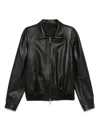 Tagliatore Long Sleeve Leather Jacket In Schwarz