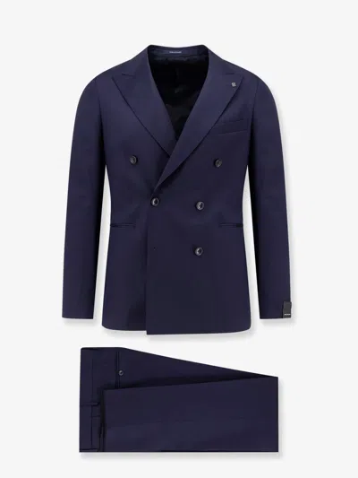 Tagliatore Saglia Virgin Wool Double-breasted Suit In Blue