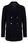 Tagliatore Double-breasted Lapel Peacoat In Blue