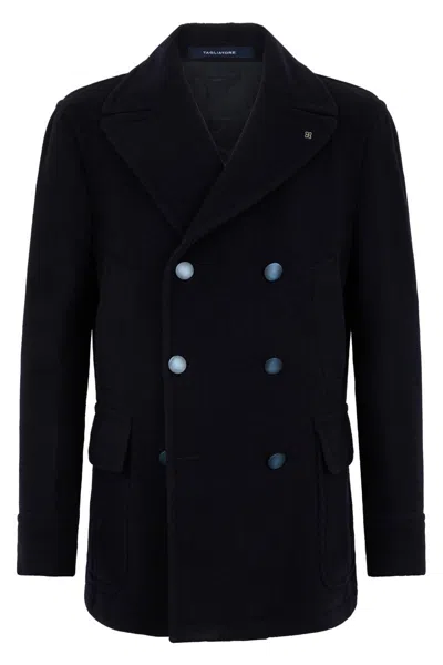 Tagliatore Double-breasted Lapel Peacoat In Black