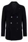 Tagliatore Double-breasted Lapel Peacoat In Black