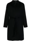 Tagliatore Double-breasted Black Wool Coat In Blue