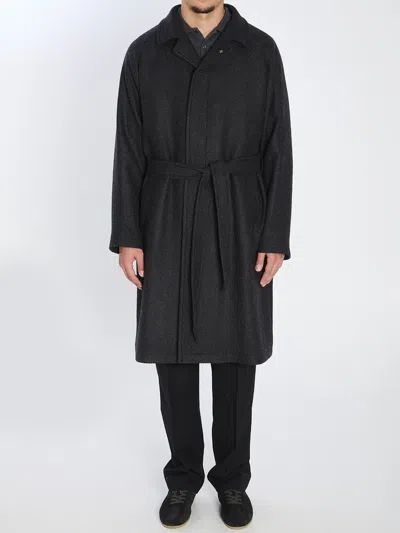 Tagliatore Midi Coat With Raglan Sleeves And Belt In Black