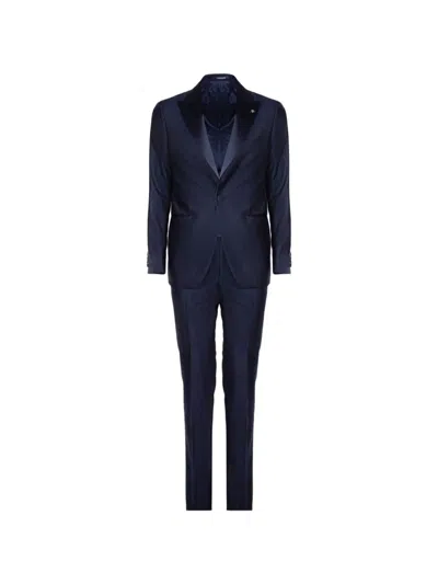 Tagliatore Satin Lapel Tailored Suit In White