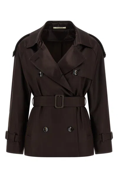 Tagliatore Savannah Short Trench Coat In Brown