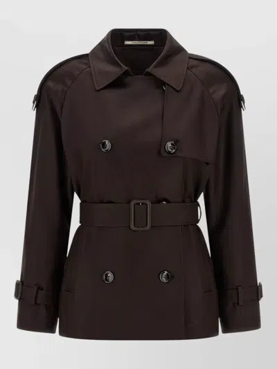 Tagliatore Savannah Trench Coat Notched Lapels Epaulettes In Brown