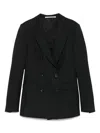 Tagliatore Double-breasted Tailored Blazer In Black Wool Blend In Black