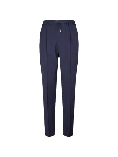 Tagliatore Seersucker Drawstring Trousers In Blue