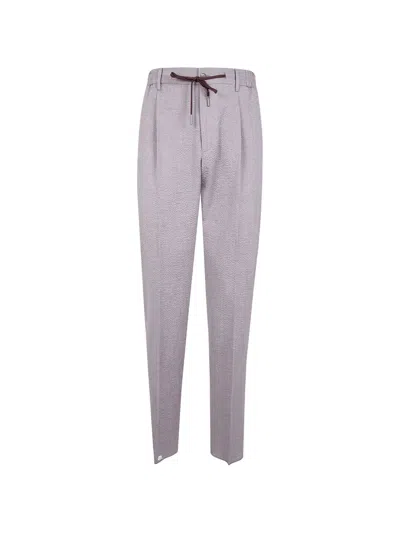 Tagliatore Seersucker Drawstring Trousers In Gray
