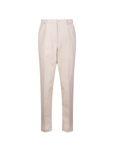Tagliatore Seersucker-texture Tapered Trousers In Neutral