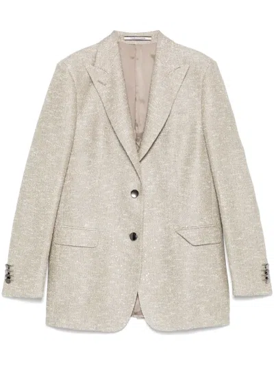 Tagliatore Sequin-embellished Blazer In Beige