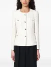 Tagliatore Buttoned Tweed Jacket In White