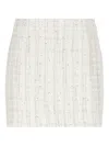 Tagliatore Sequin-embellished Tweed Mini Skirt In Neutral