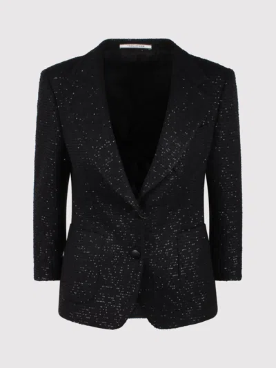 Tagliatore Sequin Single Breasted Blazer Blazer Black