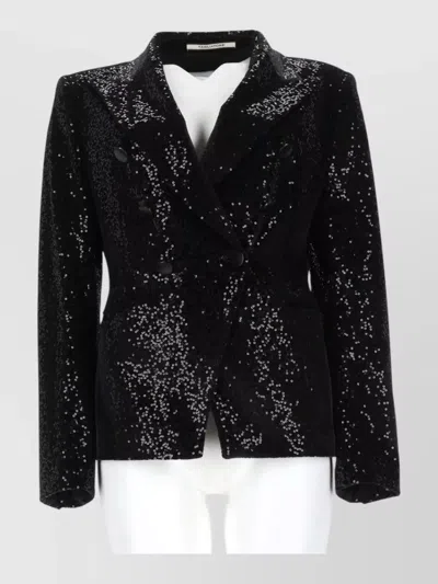 Tagliatore Alicya Double-breasted Sequin Blazer In Metallic