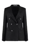 Tagliatore Sequin-embellished Virgin Wool Blazer In Black